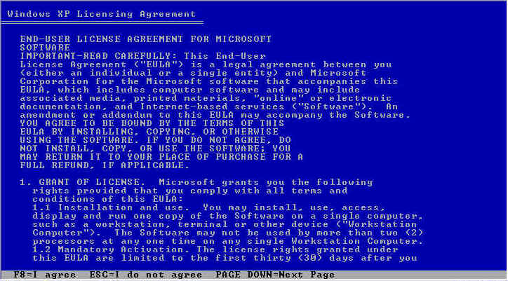 License agreement screenshot