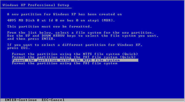 File system chice screenshot