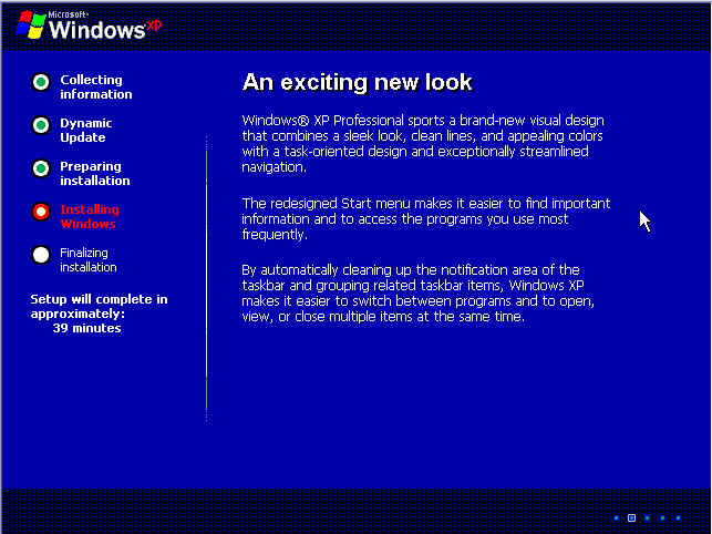 Windows setup progress screenshot