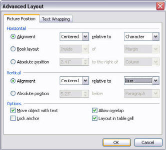 Advanced layout picture position tab screenshot